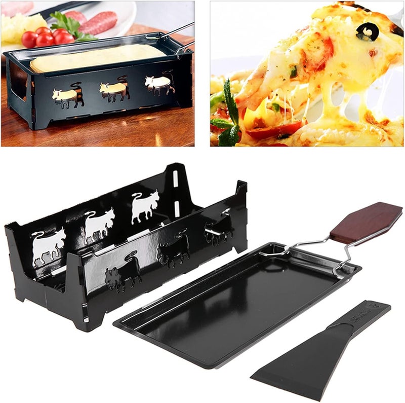 Chazcool Non-Stick Cheese Raclette, Portable Candlelight Cheese Raclett, Cheese Melter Pan with Foldable Wood Handle, Rotaster Baking Tray Stove Set - Image 2